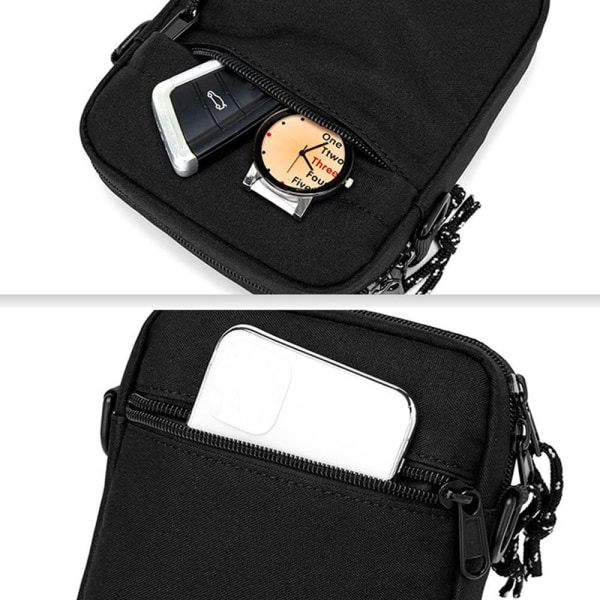 Liten axelväska för män Mini Casual Bag Mobiltelefon Midjepaket black