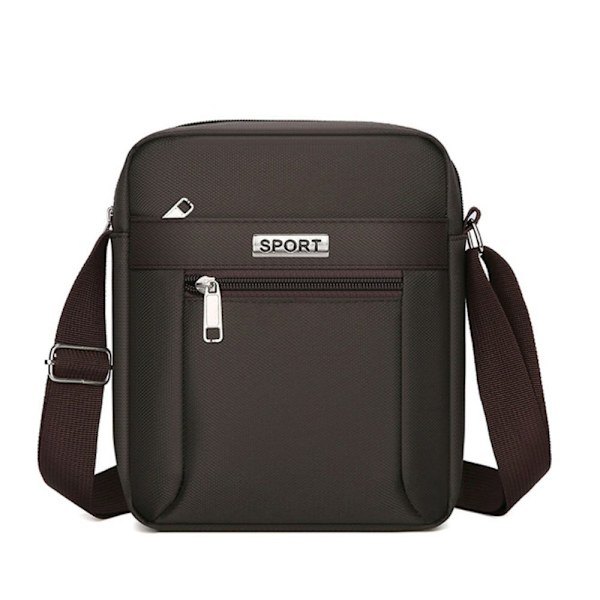 Stor kapacitet Herr Axelväska Handväska Dragkedja Multi Layer Crossbody Väskor Brown