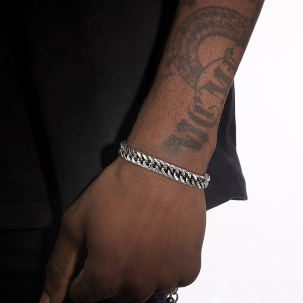 Män i rostfritt stål 8MM länkkedja Miami kubanska armband presenter smycken silver 19CM