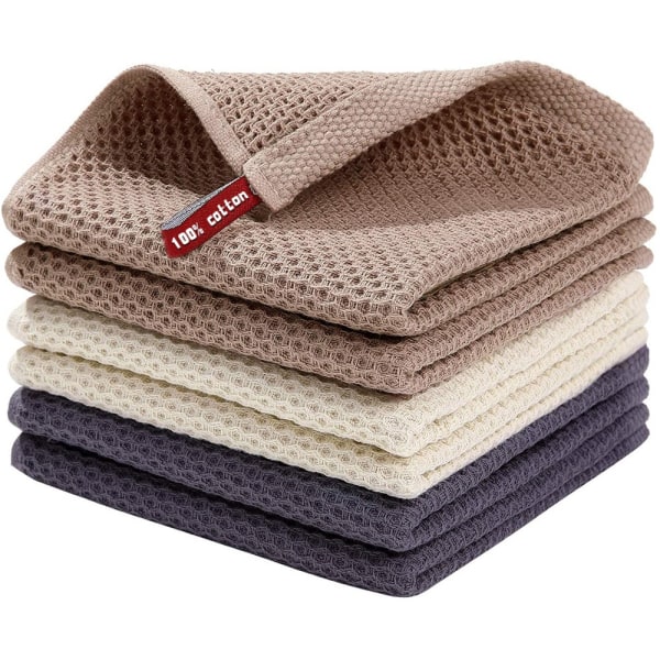 2st Ansiktshandduk i bomull Tjock vaxkaka våffla fyrkantig pläd i bomull Kökstrasa fyrkantiga handdukar Beige 34x75cm