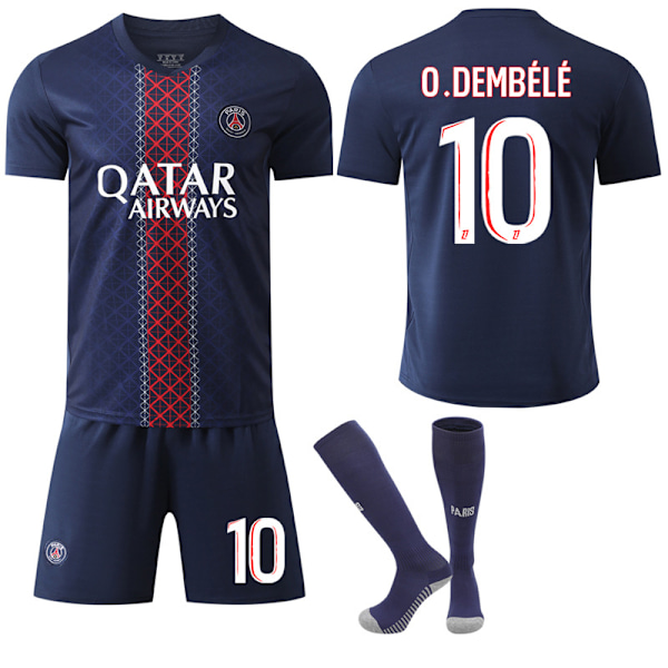 2025-2026 Paris Saint-Germain Hemmaställ Barn Vuxen Fotbollströja med Strumpor No.10 O.Dembélé XS