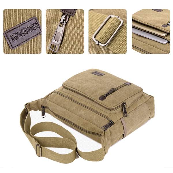 Canvasväska för män Resa Fotvandring Cross Body axelväska army green