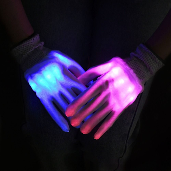 LED-handskar Neonglödande Halloween-festljusrekvisita Lysande blinkande handskar Colorful adults