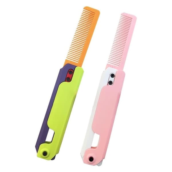 2 st 3D Gravity Comb Dekompressions Push Card Leksak (grön+rosa)