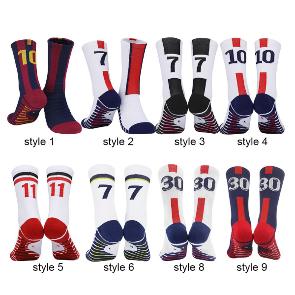 Star Number Fotbollsstrumpor Herr Halkfri handduk Botten Mid Tube Strumpor Träningssportstrumpor 4