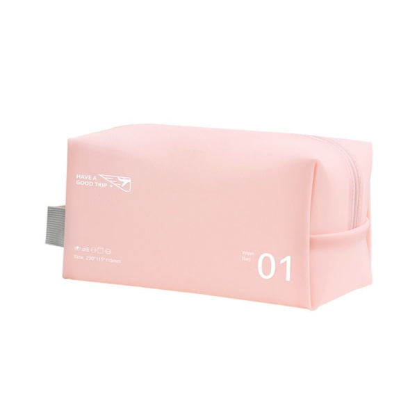 Sminkväska i PVC-läder Dragkedja Vattentät Toalettväska Resekosmetik Organizer Pink