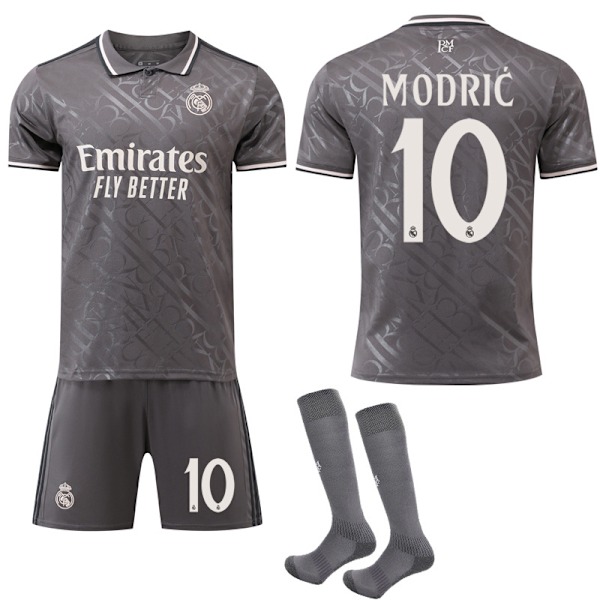 Real Madrid vieras pelipaita harmaa 2024-2025, sukat, lapsille ja aikuisille No.10 Modric L