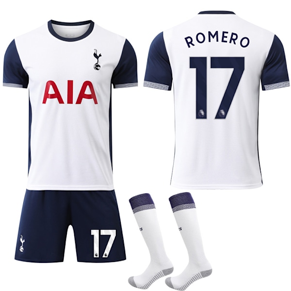 2024-2025 Tottenham Hotspur Hemma Barn Fotbollströja Med Strumpor No.17 Romero XL