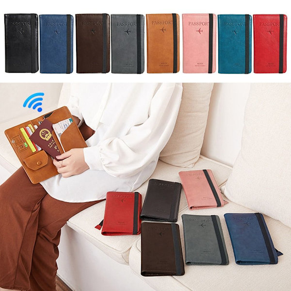 RFID-läderpassväska Dokumentpaket light brown