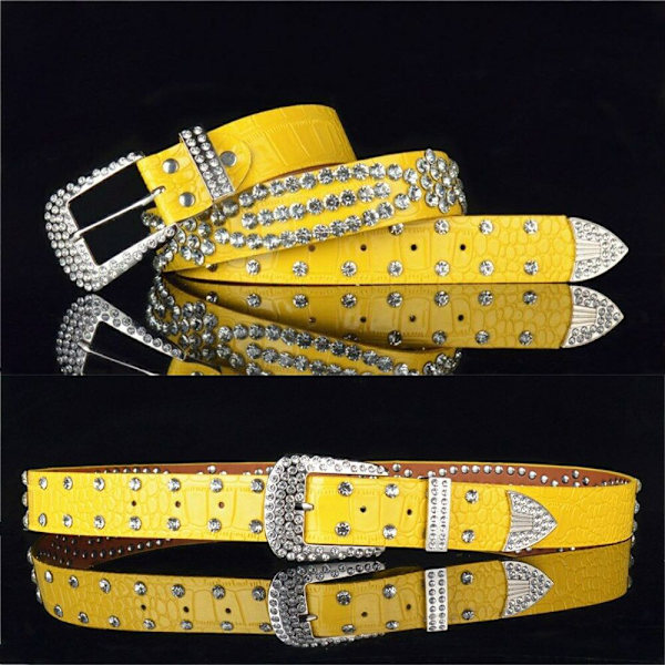 Dam Rhinestone Bälte Läder Bling Crystal Glitter Midjeband leopard print