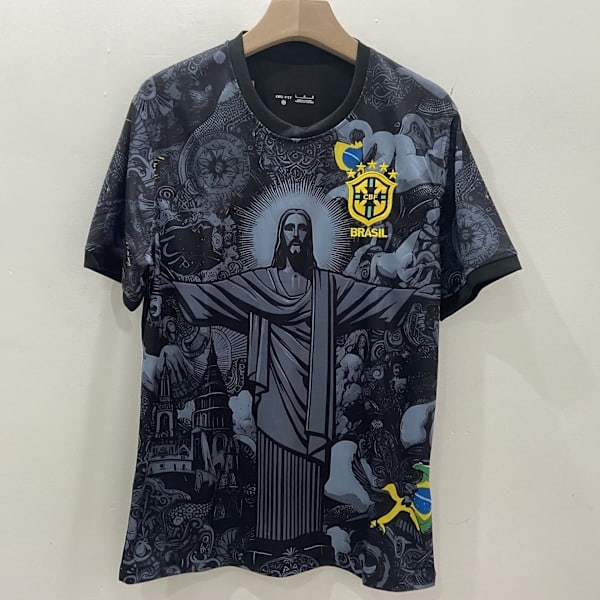 24-25 Brasilien Special Edition Thailändsk Version Kortärmad Fotbollströja Black M