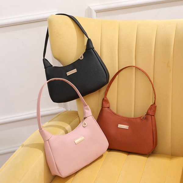 PU Läder Sling Bag Dam Axelväska Kvinna Underarm Väska Pink
