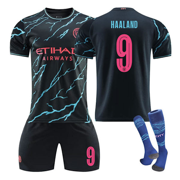 2324 Manchester City Away Kids Fotbollssats NO.9 HAALAND XS