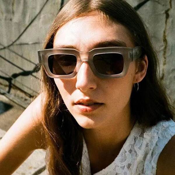 Vintage fyrkantiga solglasögon Retro Punk Ocean Lens Solglasögon UV400 skydd C9