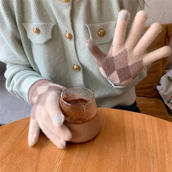 Kvinnor Höst Vinter Stickade Varma Handskar Utomhuscykling Körhandskar purple