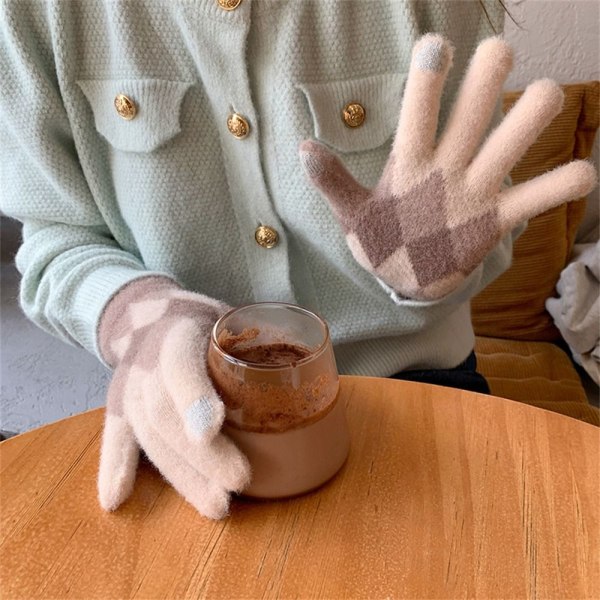 Kvinnor Höst Vinter Stickade Varma Handskar Utomhuscykling Körhandskar rose red
