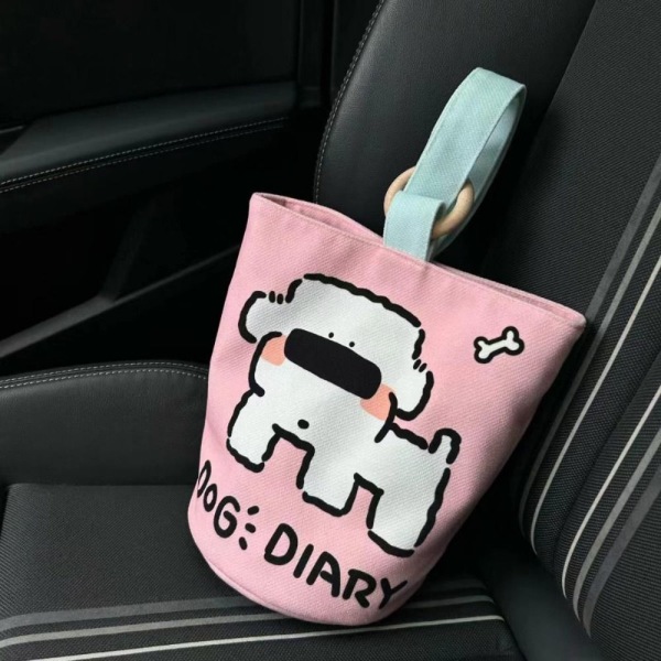 Kvinnor Återanvändbar Cartoon Print Shopping Bag Tyg Axelväska Förvaring Handväskor B