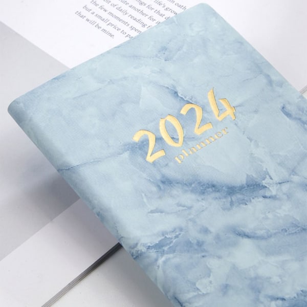 2024 A6 Agenda Bok Dagbok Veckoplanerare Anteckningsböcker Att göra-lista Engelska anteckningsblock med kalender Blue
