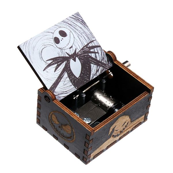 Halloween träspeldosa Handvev Antik graverad case för Halloween-afton 4
