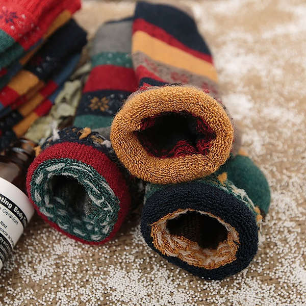 5 Par Dam Vinter Tjocka Strumpor Thermal Strumpor F