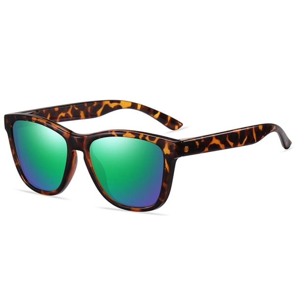 Polariserade solglasögon Kvinnor Män Speglande Körning Fiske Solglasögon Leopard-Blue Green
