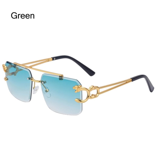 Retro Gepard Dekoration Metal Steampunk båglösa solglasögon Green
