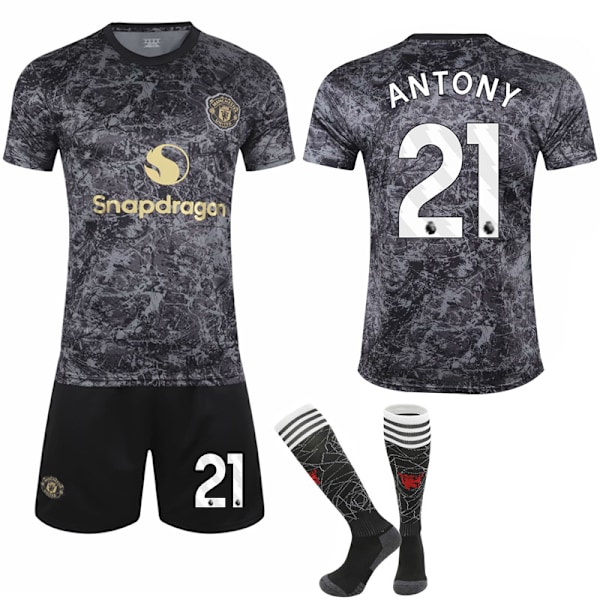 2024-2025 Manchester United Special Edition Svart Fotbollskit för Barn Vuxen No.21 ANTONY 18