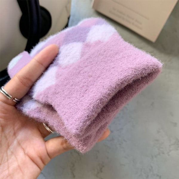 Kvinnor Höst Vinter Stickade Varma Handskar Utomhuscykling Körhandskar purple