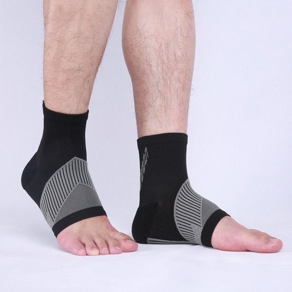 Kompressionsstrumpor Ankelärmar för Arch Support Achilles tendonitis och fotsmärta Black L