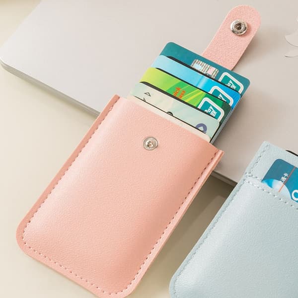 5 Kortfickor PU Läder Slim ID-Korthållare Miniplånböcker Pink