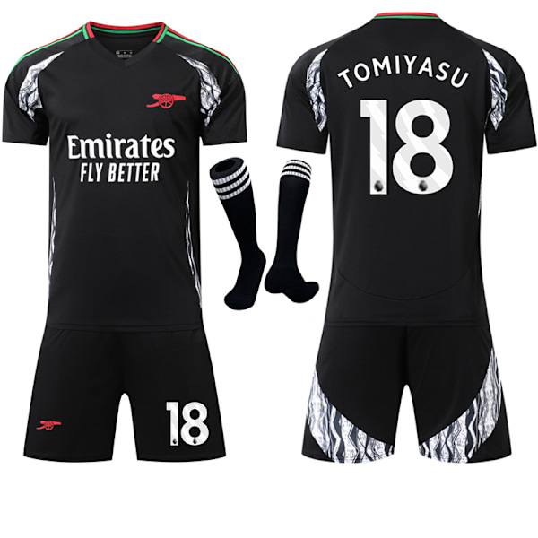 2024-2025 Arsenal Hemma & Bortalag Barn Vuxen Fotbollströja Jersey Nr 18 Tomiyasu Away 24