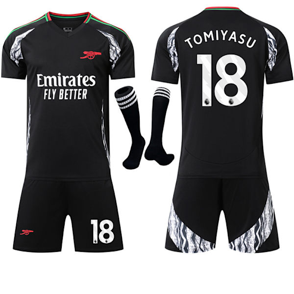 2024-2025 Arsenal Hemma & Bortalag Barn Vuxen Fotbollströja Jersey Nr 18 Tomiyasu Away XS