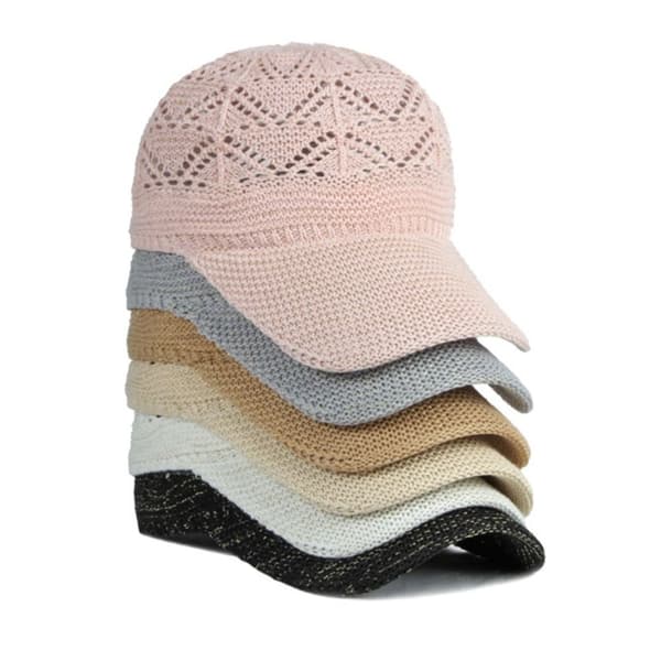 Sommarbasebollkeps Ihåliga Stickade Kepsar Nätmössor Bone Gorras Justerbar Solhatt White