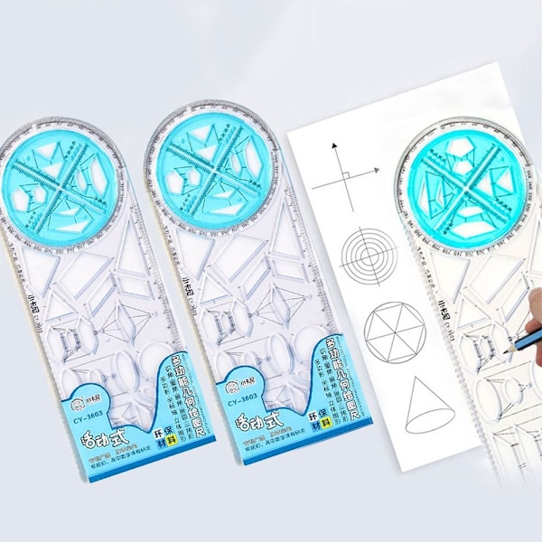 2 ST Multifunktions geometrisk ritlinjal Gradskiva Lärande mätverktyg Kreativt brevpapper Gåva Skolkontorsmaterial 06
