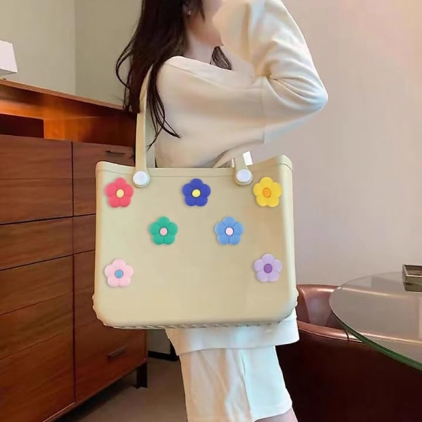 6st Blomsterberlocker för Bogg Väskor Tillbehör Passar Beach Tote Bags Dekoration