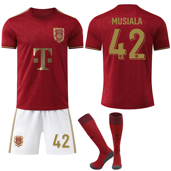2025-2026 Bayern München 125-årsjubileumsutgave Drakter Barn Voksen Fotballdrakt Med Sokker No.42 MUSIALA M