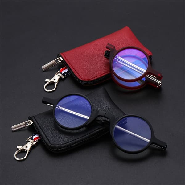 Vikbara Mini Läsglasögon med Nyckelringsfodral red Strength 2.0