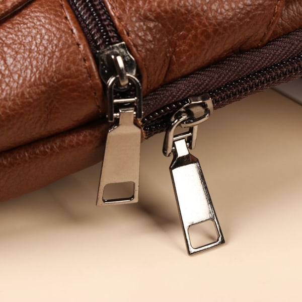 Midjeväska för män i äkta läder Crossbody mobiltelefonväska brown