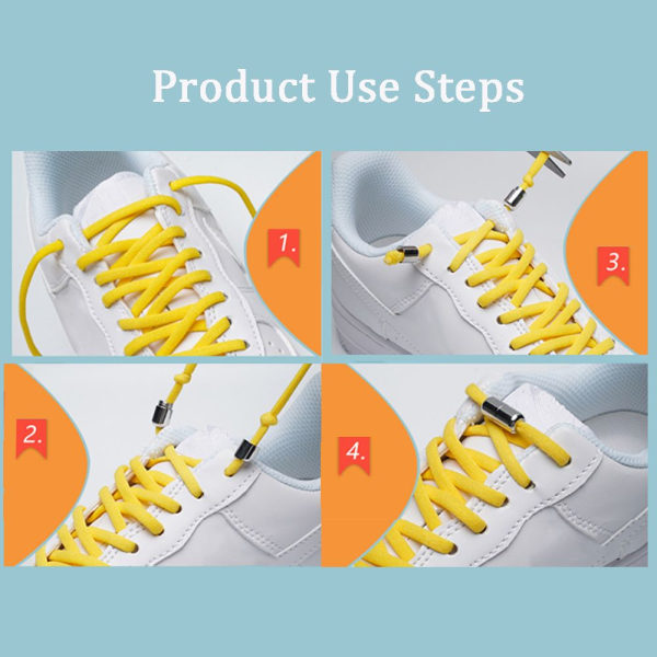 5 Par Elastiska Snabblåsande Lazy Laces Sneakers Skosnören 5Pairs navy blue