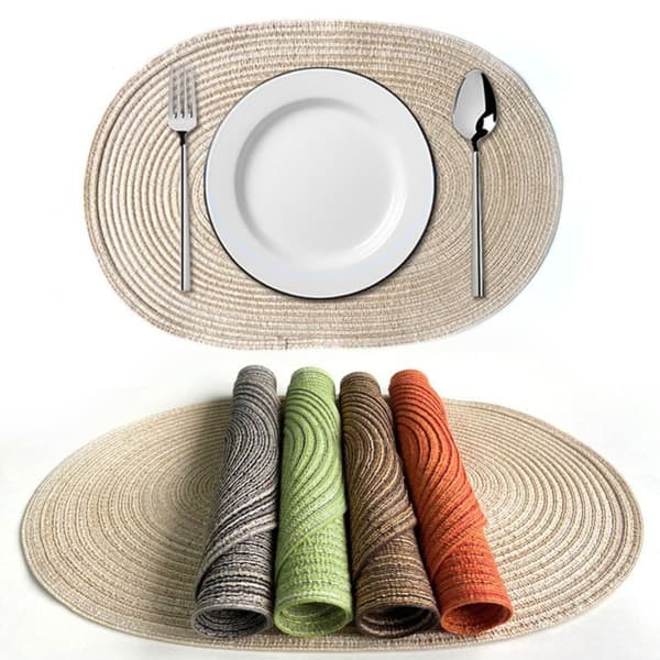 Oval Flätade Bordsunderlägg Utomhus Bondgårdsdekor Kökstillbehör grey