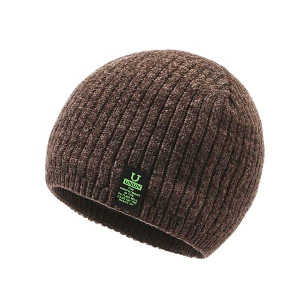 Vinterstickade mössor för män Mjuk Stretchmuff Beanies Cap Varm Slouchy Beanie Hatt coffee