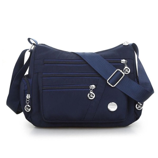 Kvinnor Causal Cross Body Bag Axelväska Multi Layer Nylon Handväska dark blue