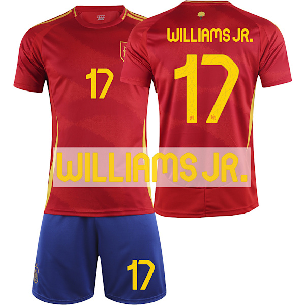 2024 UEFA EM Barnfotbollströja Kit Spanien Hemma Nr.17 Williams JR. No socks M