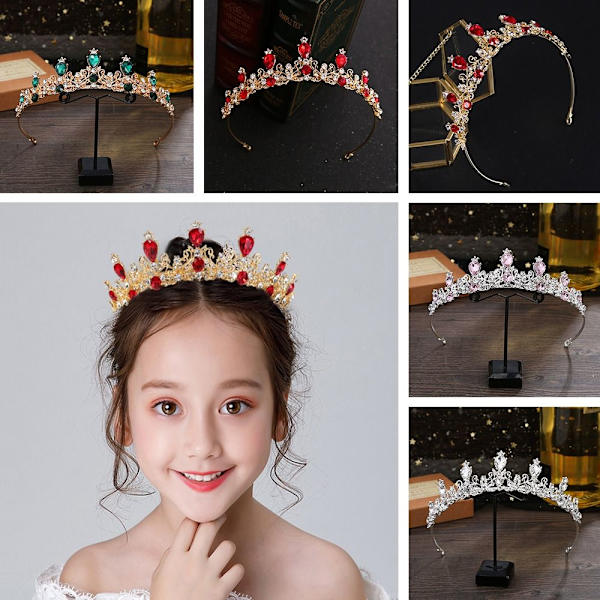 Princess Crystal Tiaras Crowns Pannband Kid Girls Bridal Prom Hår smycken white