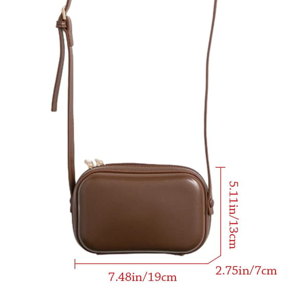 Dam Crossbody Väska Läder Dubbel Dragkedja Axelväskor Retro Handväskor Plånbok black