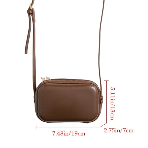 Kvinnor Crossbody-väska Läder Dubbla dragkedja axelväskor Retro Handväskor Plånbok brown