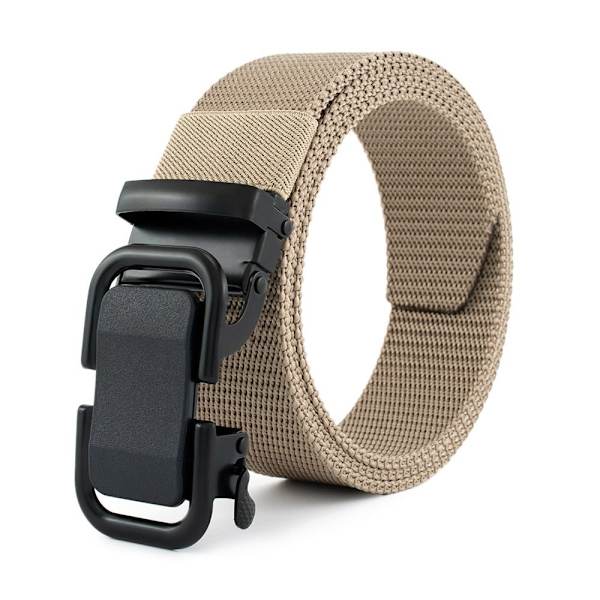 Herr Canvas midjebälte Automatiskt spänne Nylon Business Casual Wild Style Jeans Byxor Midjeband beige
