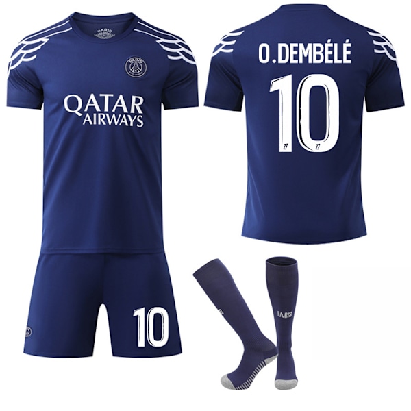 2024-2025 Paris Saint-Germain Bortedrakt Fotballdraktsett for Barn og Voksne med Sokker No.10 O.Dembélé XXL