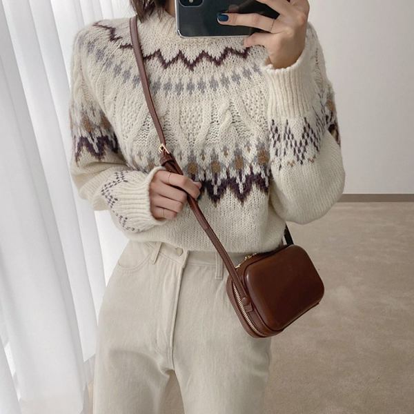 Kvinnor Crossbody-väska Läder Dubbla dragkedja axelväskor Retro Handväskor Plånbok brown