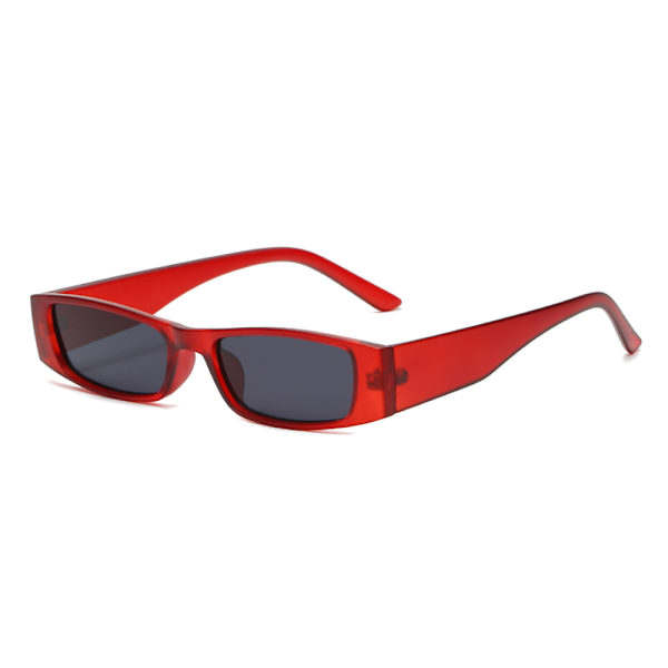 Rectangle Solglasögon Retro Small Ram Solglasögon för Kvinnor Män Matte red